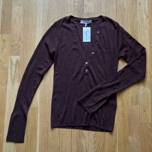 Frame ribbed knit chocolate brown henley